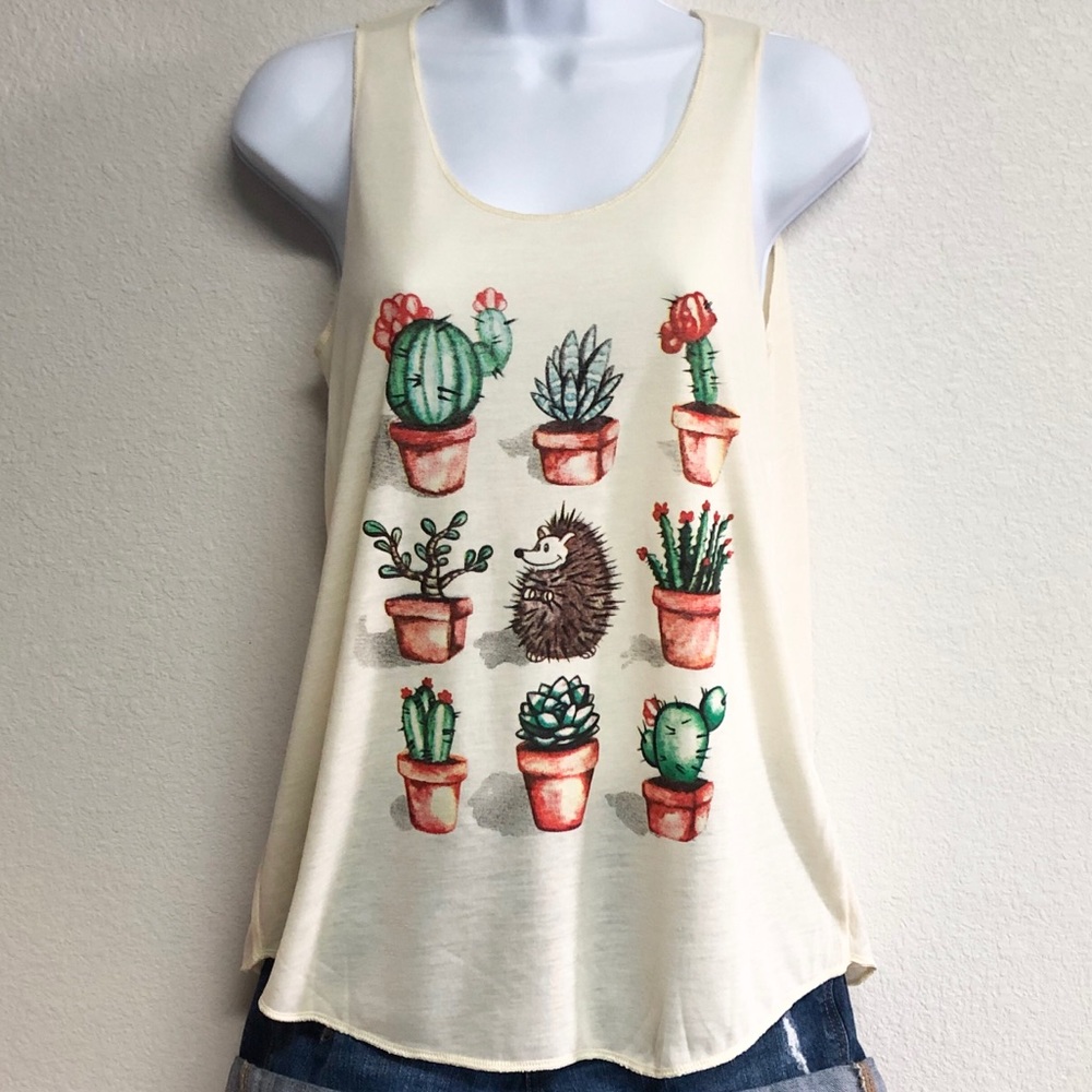 Succulent & Hedgehog Tank Top
